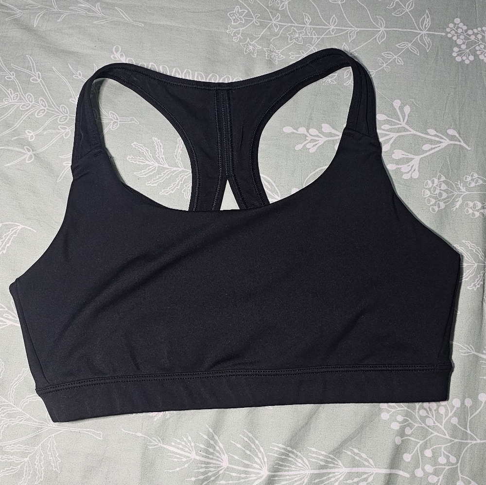 Athleta Black Racerback Sports Bra with Stretchy Fabric Size M